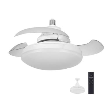 Imagem de Ventilador de Teto com Controle Remoto Pás Retráteis E27 LED 18W 3 Cores 4 Velocidades Motor Brushless 85-265V