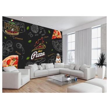 Imagem de Papel De Parede Estilo Lousa Pizza Ingrediente 3,5M Lcb13