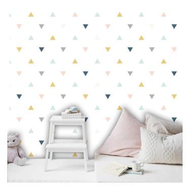 Imagem de Papel de Parede Decorativo Infantil Triângulos - Adesivo Autocolante 3