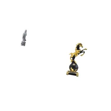 Imagem de Fenteer Estátua de Cavalo Guan Yin, Ornamento de Pedra, Escultura Colecionável de Animal Budista de Feng Shui Chinês para Interior, Quarto, Lareira, Mesa, Cen