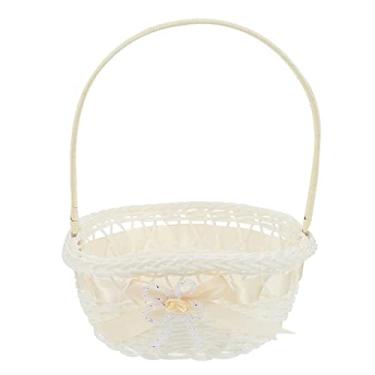 Imagem de Cesta de flores de vime com alça de piquenique cesta de frutas cesta de mão tecida cesta de frutas tecida à mão acessórios para cesta de flores (cor: D, tamanho: 21 x 17 x 15 cm) (D 21 x 17 x 15 cm)