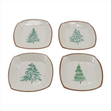 Imagem de Petisqueira Árvore Pinheiro Louça Natalina Pintada Sortida 1 UN - Tok