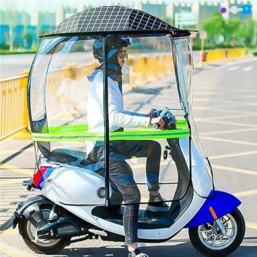 Imagem de Guarda-chuva universal para carro, motorizado, scooter, mobilidade, guarda-chuva, impermeável, scooter, dobrável, mobilidade, scooter, dossel (cor: preto, tamanho: grade preta) (preto transparente)