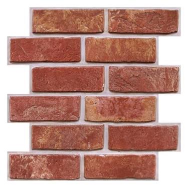 Imagem de Azulejo COMSTICKC 3D Red Brick Peel and Stick 30x30 cm
