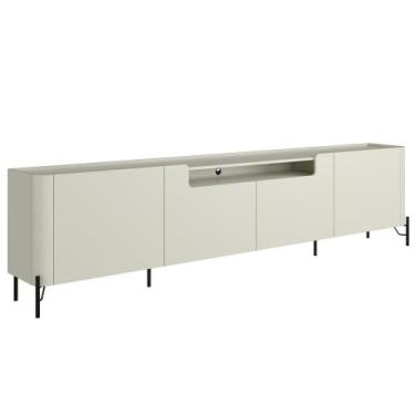 Imagem de Rack Para Sala de Estar TV 85 Pol 4 Portas Pés Industrial Preto Alef I