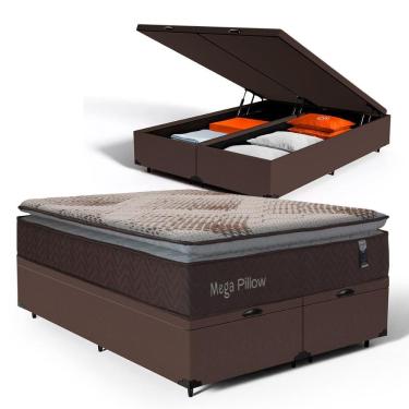 Imagem de Cama Box Baú com Colchão de Espuma Mega Pillow Queen 158cm