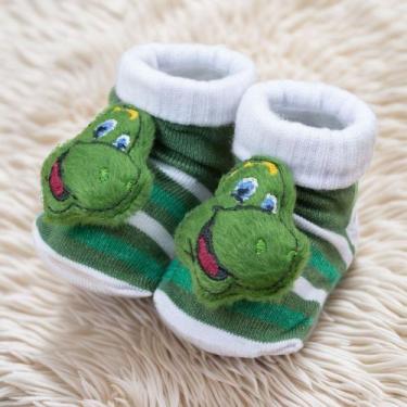 Imagem de Pantufas De Bebê Dino Verde - Conforto E Diversão Nos Dias Frios - Set