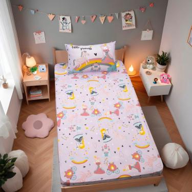 Imagem de Jogo de Cama Portallar Solteiro Malha Mista Joy Princesas Magicas 2 peças Rosa