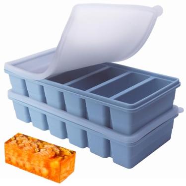 Imagem de Bandeja de silicone para freezer de 1/2 xícara com tampa – 2 moldes de silicone para freezer para preparação de refeições e congelamento de vários molhos e outros pratos, faz com que 12 porções de