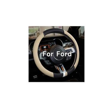 Imagem de OHHMNKK Capa de volante para carro, van, semi-caminhão, reboque, ônibus, 35 a 38 cm, couro para viagem de volante, aderência máxima de couro vegano, antiderrapante, confortável, proteção resistente