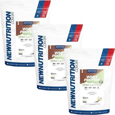 Imagem de Kit 3X Whey Protein Zero Lactose All Natural - 900g Refil Baunilha - NewNutrition-Masculino