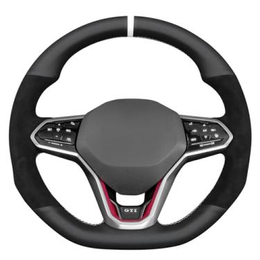 Imagem de MEWANT Capa de volante costurada à mão para Volkswagen VW Golf 8 2020-2021/GTI 8 2020-2021/GTD 8 2020-2021/GTE 8 2020-2021/R8 2021/Arteon 2020-2021/Tiguan 2020-2020-2021/Tiguan 2020-2020-2021/021/Touu