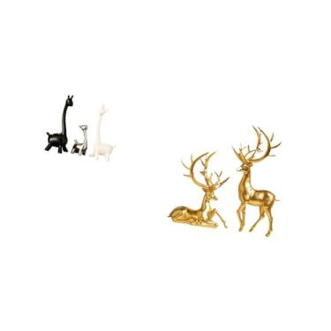 Imagem de Fenteer Estatuetas Modernas E Criativas de Girafa E Veado, Estátuas de Cerâmica E Resina para Mesa, Escritório, Estante, Quarto, Sala de Estar, Decoração de M