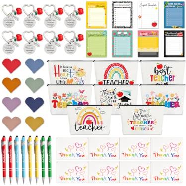 Imagem de Conjunto de 48 peças de notas adesivas para agradecimento de professores, presentes de fim de ano, marcadores de livro, chaveiro, sacos de maquiagem, caneta, cartão de felicitações, volta às aulas