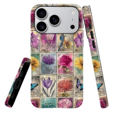 Imagem de heindiy Compatível com iPhone 17 Pro, capa brilhante, proteção total, à prova de choque, anti-arranhões, capa de TPU, capas para homens e mulheres - carimbos postais vintage