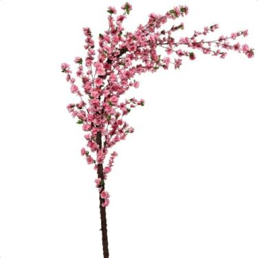 Imagem de Cerejeira Curvada Artificial 180cm Flores Sem Vaso Decoração Flores Artificiais Decorativas Material Simulado Ideal Sala Casamento Salão Beleza(Rosa Bebê)