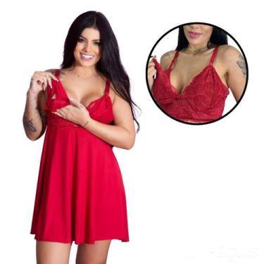 Imagem de Kit Maternidade Camisola Amamentação Sutiã Renda Gestante Confortável 