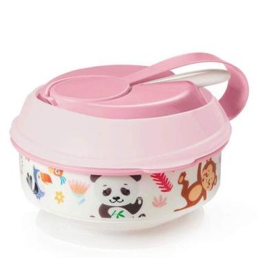 Imagem de Kit Papinha Com Amassador e Ventosa Com Colher Safari - Plasútil, Rosa