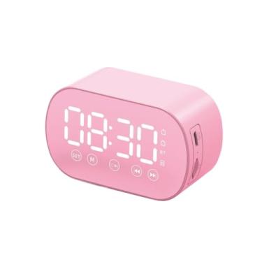 Imagem de Espelho com Bluetooth e Relógio LED - Mini Espelho de Maquiagem com Som | Despertador Portátil com Alarme Musical e Cartão (Aleatório)