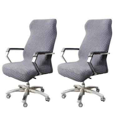 Imagem de Lzyjckh Capa para Cadeira de Escritório, Pacote com 2, Capas Elásticas para Cadeiras de Computador com Zíper Protetor Universal Lavável para Cadeira Giratória,Dark gray 2 pack