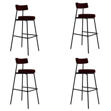 Imagem de Banqueta Alta Stout Ae: 100 / Aa: 75cm C/04 Un. Bqst7510.4 Boucle Bordô Boucle Bordô