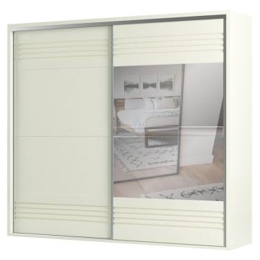Imagem de Guarda Roupa Casal Com Espelho 267cm 2 Portas 100% Mdf Tw603e Off White - Dalla Costa