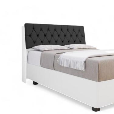 Imagem de Cabeceira Estofada ísis Casal Branca Com Capitonê Preto