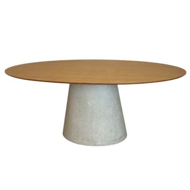 Imagem de Mesa De Jantar Cone Oval 260x140 Cm Tampo Freijó Base Concreto Cor Cinza