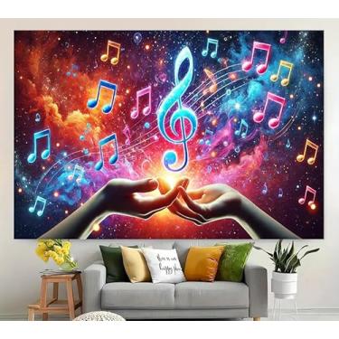 Imagem de Microfone de pano de fundo para festa musical com formato de arco-íris, gramofone, rock, instrumento, adequado para decoração de casa, sala de música, palco, fundo de tiro ao vivo, 4 Pas