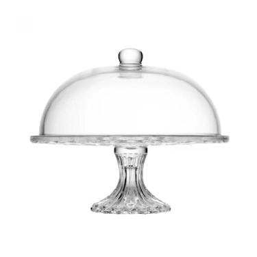 Imagem de Prato para bolo diamond cristal ecológico com pé e tampa lyor