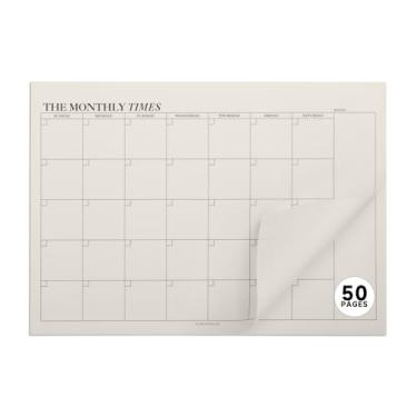 Imagem de Bloco de notas planejador mensal sem data, 50 folhas de calendário em branco, 17,5 x 25 cm, calendário de mesa para organizar tarefas de agendamento, rastreador de produtividade, listas de anotações