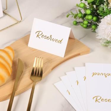 Imagem de Placa de mesa reservada, 36 peças, barraca de mesa versátil com dupla face para restaurante espesso elegante cartão reservado para festa de casamento e evento (branca)