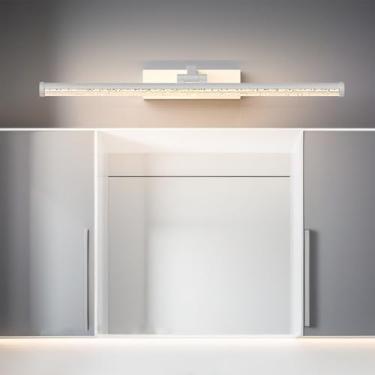 Imagem de LED luz espelho casa de banho apliques de parede rotativo 180° ângulo ajustável candeeiros de parede modernos à prova d'água espelho iluminação para armários hotéis quarto sala de estar (branco luz