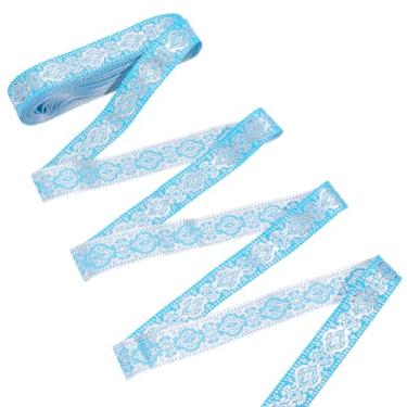 Imagem de MAYJOYDIY Fita Jacquard Boho Floral Azul Claro 9,5 cm Vintage étnica Jacquard Guarnição de Tecido Bordado Prateado para Sacos de Roupas Faça Você Mesmo Costura Decorações Embrulho de Presente