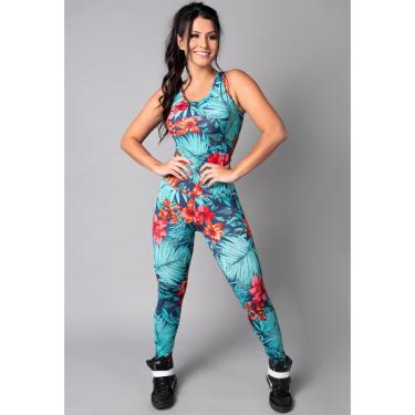 Imagem de Macacão Longo Feminino Suplex Estampado Fitness Academia Mvb Modas-Feminino