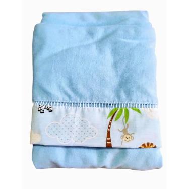 Imagem de Jogo de Lençol Safari para Berço Americano, 2 Peças, Malha 100% Algodão, Elástico em Toda Volta (Azul Bebê)