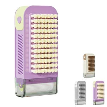 Imagem de Caixa de sabão de espuma multifuncional 3 em 1 com rolo e esfoliante, dispensador portátil de barra de sabão para limpeza e armazenamento (roxo e verde)