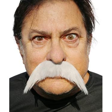 Imagem de Fantasia de bigode cinza/branco - bigode falso estilo morsa - bigode autoadesivo