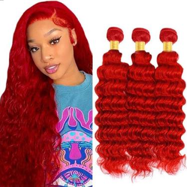 Imagem de Pacotes de cabelo ZevPiul Deep Wave Brazilian Virgin 3x30cm Vermelho