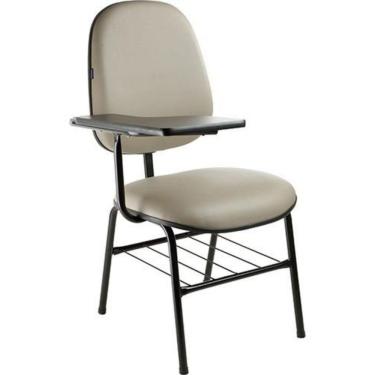 Imagem de Cadeira Universitária Prancheta Fixa Linha Siena Lisa Cinza