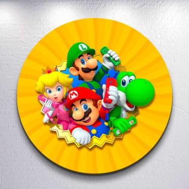 Imagem de Capa Painel Redondo Festa Game Mario Jogo Estampa Infantil Mini e Gran
