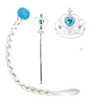 Imagem de Conjunto de Acessórios de Fantasia Princesa para Criança com Coroa e Varinha Coloridas (Azul)