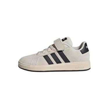 Imagem de adidas Tênis infantil unissex Grand Court 00s elástico de renda e alça, Wonder Branco/Preto/Branco Maravilha, 13 Little Kid