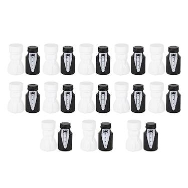 Imagem de 26 PCS Garrafas Bolha de Casamento Premium Plástico Reutilizável Reutilizável Noiva e Noivo Mini Garrafas Bolha Preto Branco Aniversário Noivado Celebração Nupcial