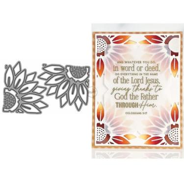 Imagem de DzIxY Conjunto de moldes de corte de metal de renda de girassol para fazer cartões, conjunto de recortes de papel, estêncil, suprimentos, modelos de máquina