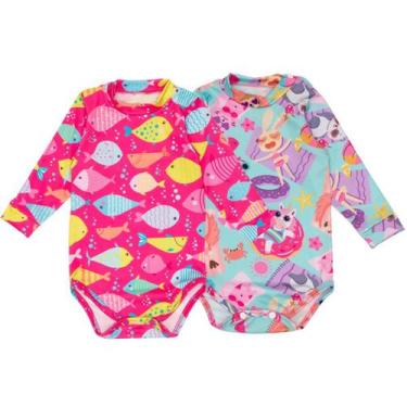 Imagem de Kit 2 Bodys Bebê Infantil com Proteção UV Menino Menina - Fofotinhos, 