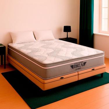 Imagem de Cama Box Baú King E Colchão Ibiza Molas Ensacadas V-store Bege