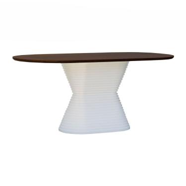 Imagem de Mesa De Jantar Apollo Tampo Oblongo 180x90cm Branco-amêndoa