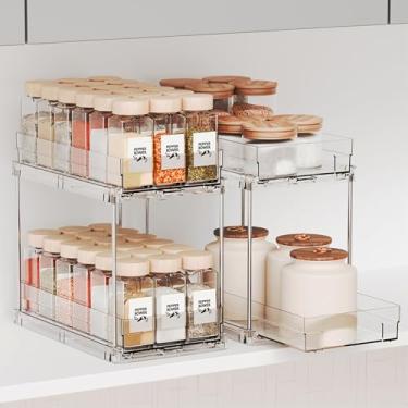 Imagem de Yieach Pacote com 2 prateleiras verticais de 2 camadas, organizador de temperos estreito de 26 cm para armários internos, cozinha, despensa, tempero de armário, lata, organizador de frascos e armário