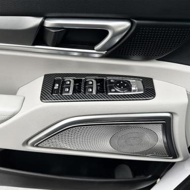 Imagem de 6 peças de painel de interruptor de janela de carro painel de bloqueio de porta lateral painel de moldura de botão de controle de elevação, capa de moldura de painel de porta de elevação, compatível